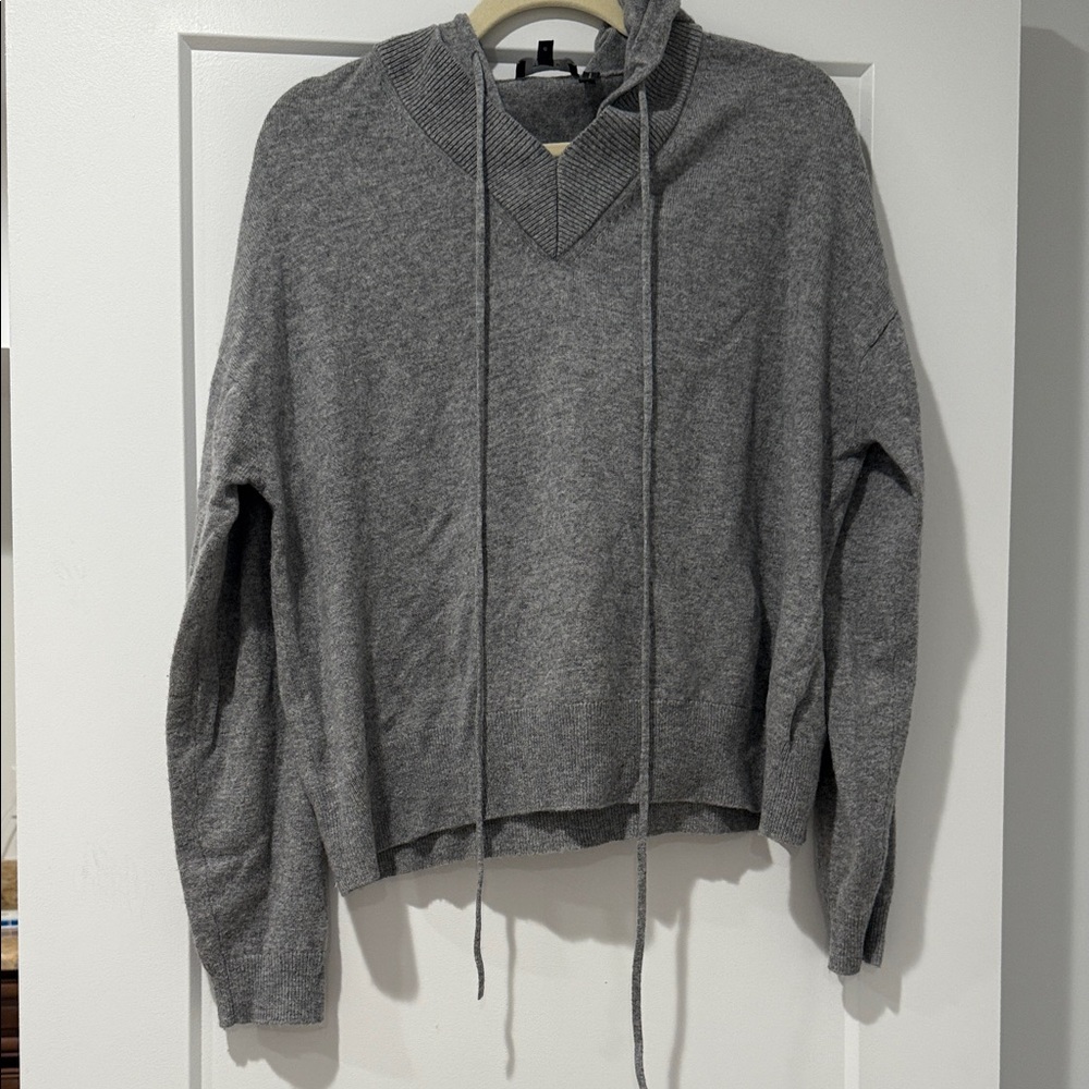 Theory Gray Knit Hoodie Sweater